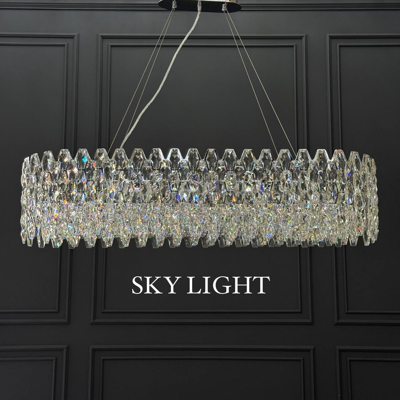 (Safira Light) Удлинённая E89/L1000 Chome (L1000*W300*H240 E14*10*40W)  (ряд K)