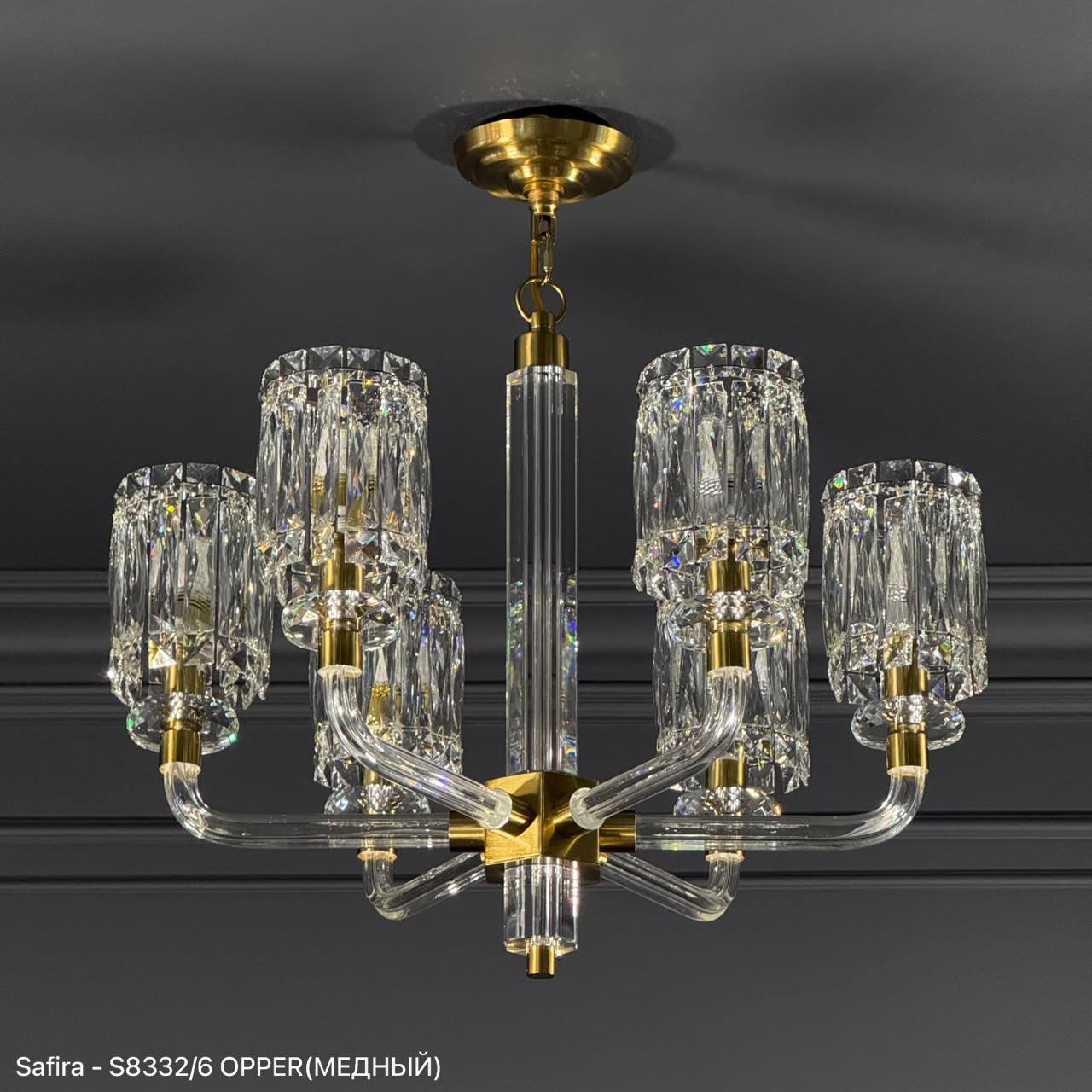 (Safira Light)S8332/6 COPPER+CL (D620*H470 E14 MAX 6*40W 11.6kg)(4 ряд)