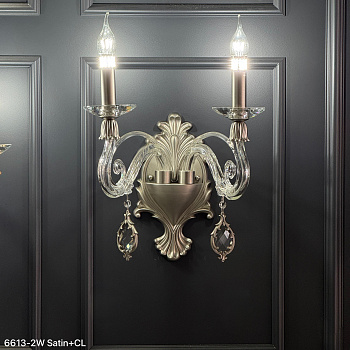 (Safira Light) Бра 6613/2W Satin+CL (E14 MAX 2*40W 0.01m3 1.65kg) (Ряд 2)