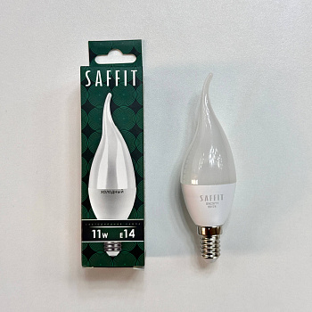 Лампа светодиодная SAFFIT (свеча на ветру) SBC3711 11W E14 6400K 230V C37T /200шт